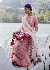 3-PC Unstitched Embroidered Luxury Lawn By Hussain Rehar | Peaar